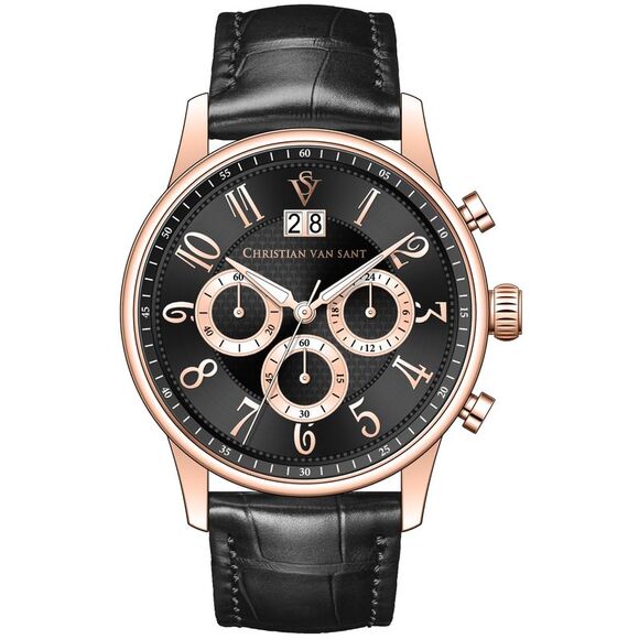 Christian Van Sant Men's Heritage Black Dial Watch - CV3944 - Picture 1 of 1